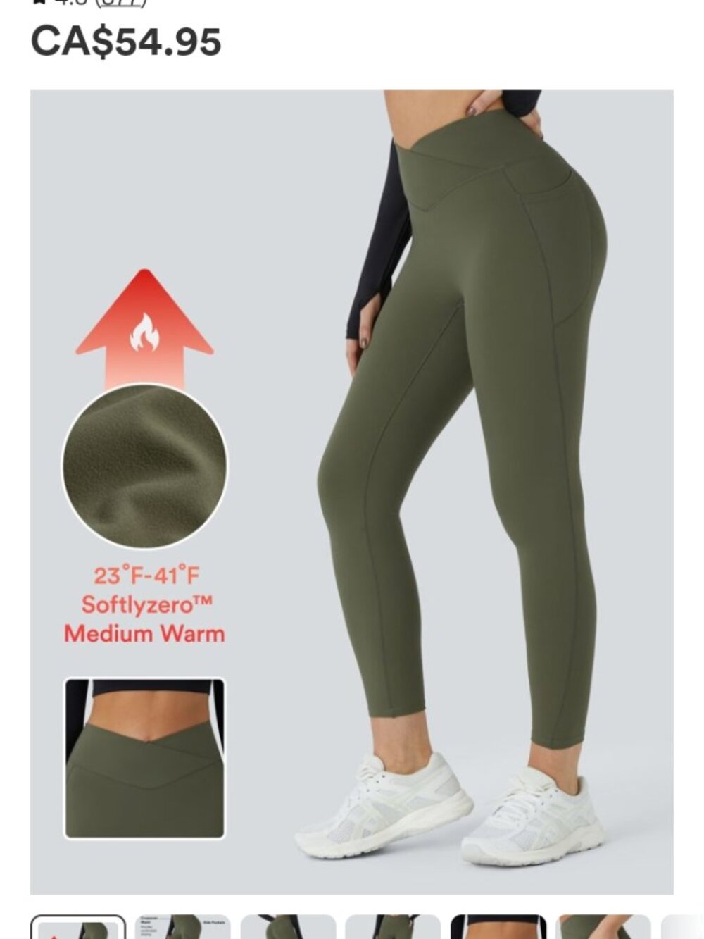 Harlara SoftlyZero™ Plush Thermal High Waisted Crossover Pocket Yoga Leggings